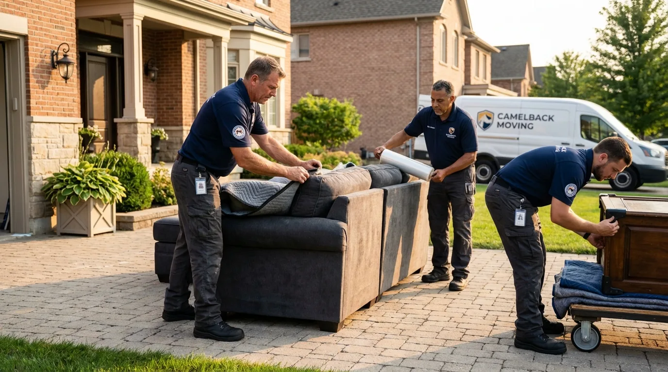 Large estate moving crew wrapping furniture in Kingsley, IA