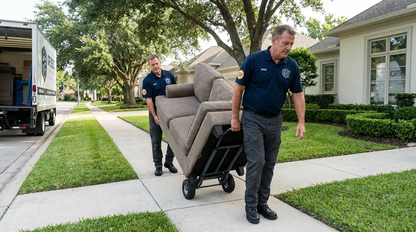 Local residential moving crew loading furniture in Kingsley, IA